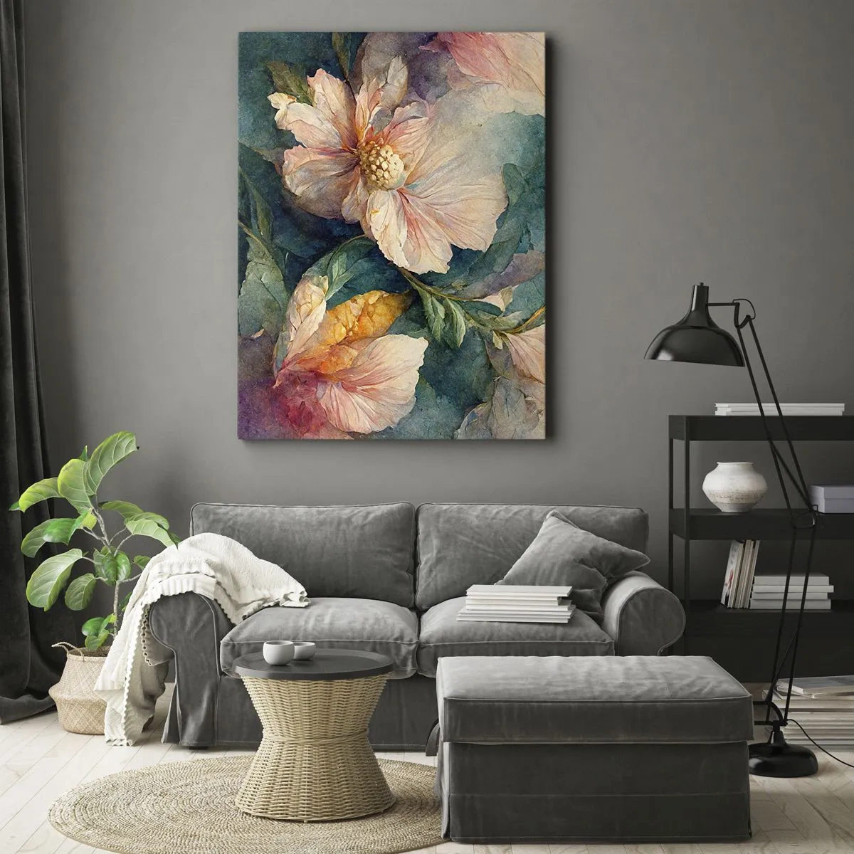 Impression sur toile - Image sur toile - Fleurs délicates aux couleurs pastel - 80x120cm - Uniquement de la subtilité - Décoration murale moderne pour le salon et la chambre ARTTOR