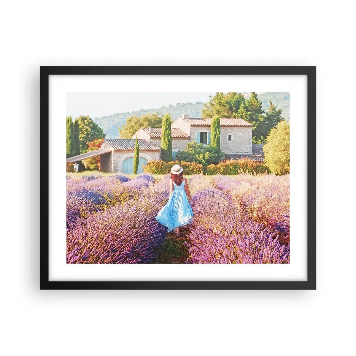 Affiche dans un cadre noir - Poster - Fille de la lavande - 50x40 cm