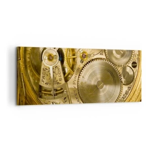 Impression sur toile - Image sur toile - Mécanisme de montre avec engrenages et détails visibles - 120x50cm - Marcher avec son temps - Décoration murale moderne pour le salon et la chambre ARTTOR
