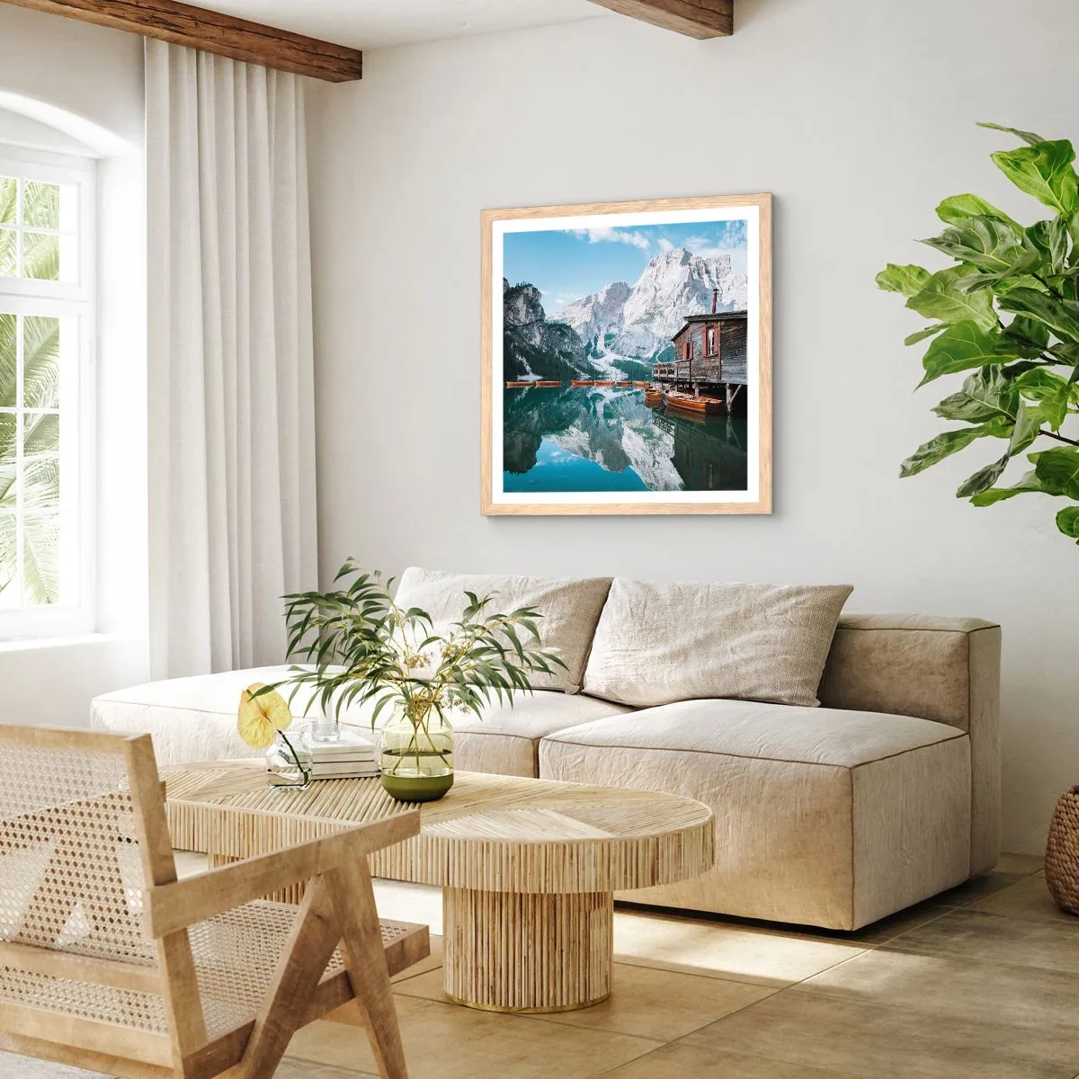 Affiche dans un chêne clair - Poster - Un matin cristallin en montagne - 40x40 cm