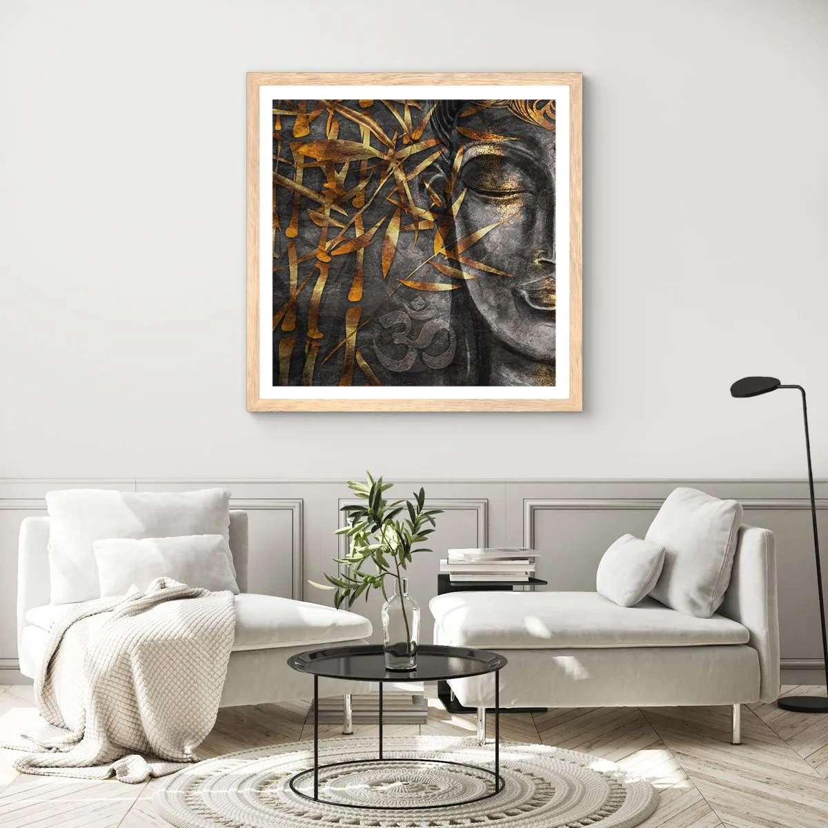 Affiche dans un chêne clair - Poster - Ressentir le calme - 30x30 cm