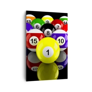Impression sur toile - Image sur toile - Boules de billard colorées disposées en triangle sur fond noir - 80x120cm - Différentes couleurs de jeu - Décoration murale moderne pour le salon et la chambre ARTTOR