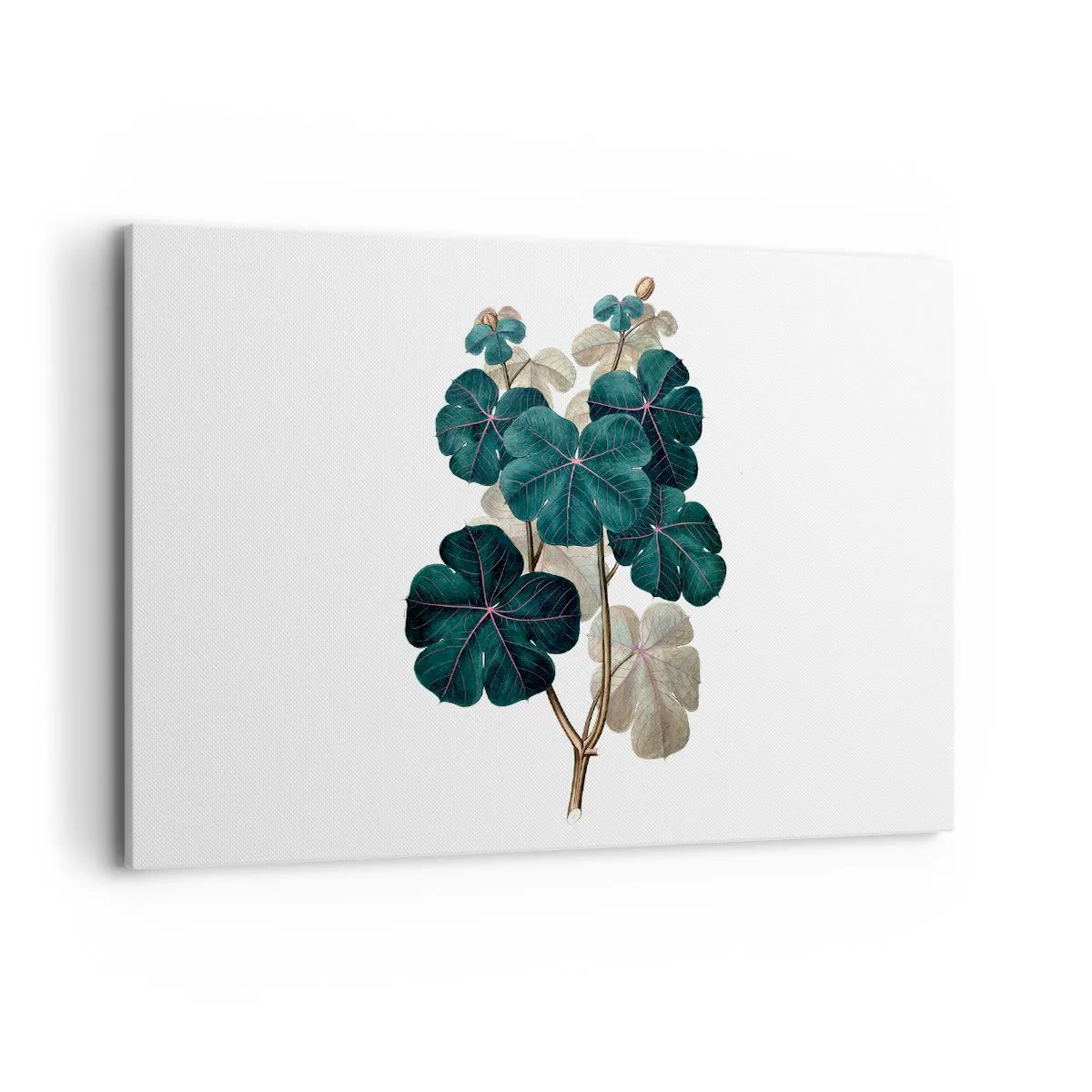 Impression sur toile - Image sur toile - Illustration botanique avec des feuilles dans les tons de vert et de beige - 120x80cm - De l'ancien herbier - Décoration murale moderne pour le salon et la chambre ARTTOR