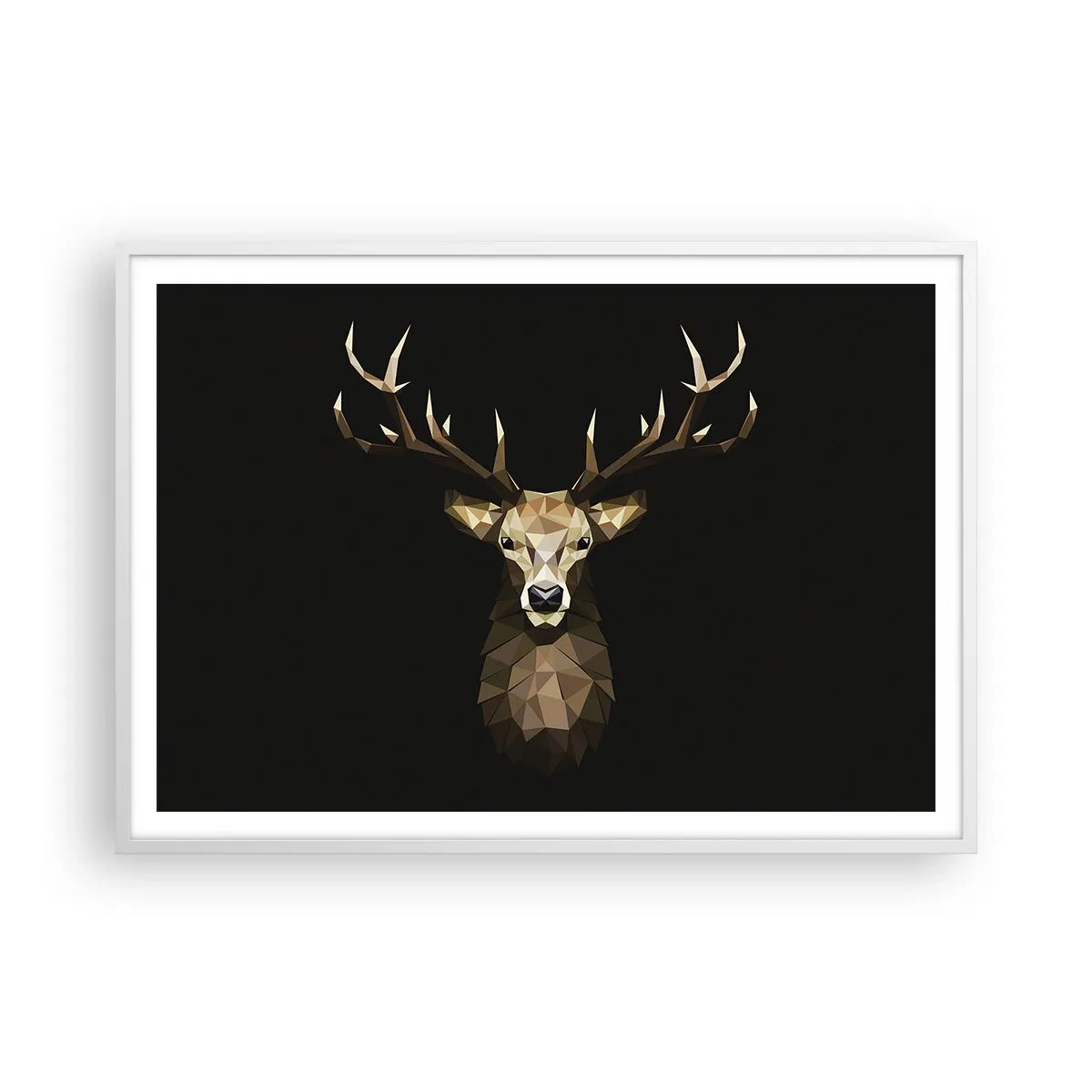 Affiche dans un cadre blanc - Poster - Cerf cubique - 100x70 cm