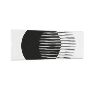 Impression sur verre - Image sur verre - Deux cercles superposés avec des lignes noires et blanches - 140x50cm - Son alter ego - Décoration murale moderne pour le salon et la chambre ARTTOR
