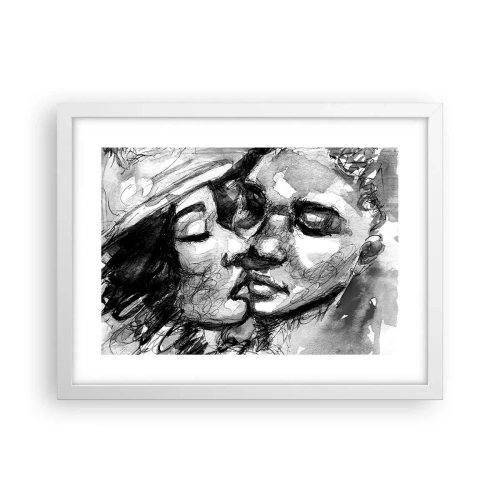 Affiche dans un cadre blanc - Poster - Un moment tendre - 40x30 cm