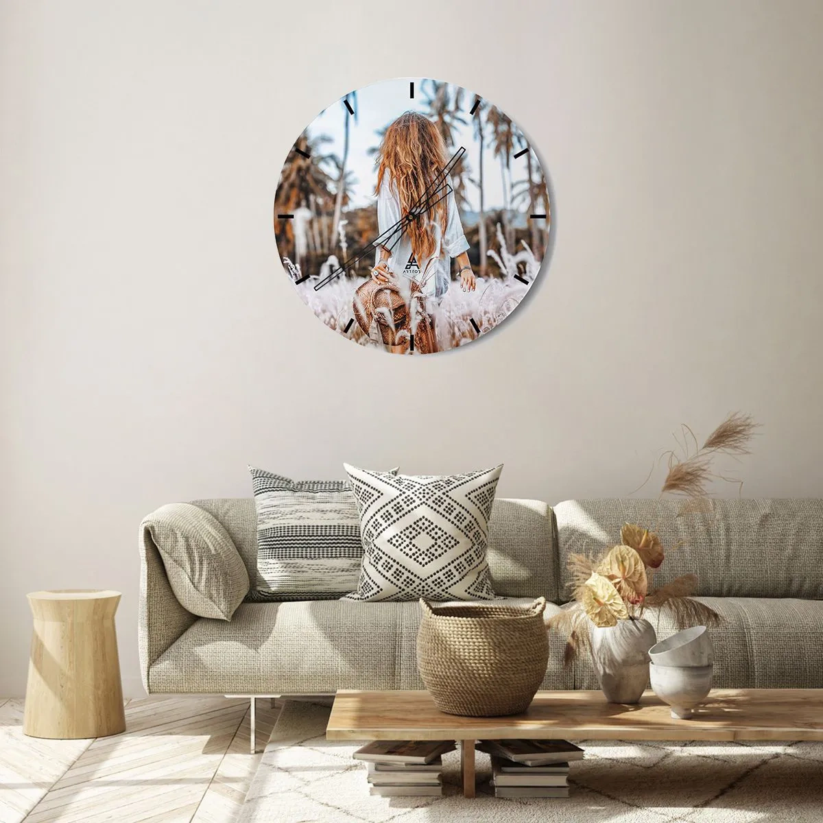 Horloge murale - Pendule murale - Né de peluches d'herbe - 40x40 cm