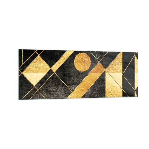 Impression sur verre - Image sur verre - Formes géométriques dans les tons or et noir - 140x50cm - Soleil du désert - Décoration murale moderne pour le salon et la chambre ARTTOR