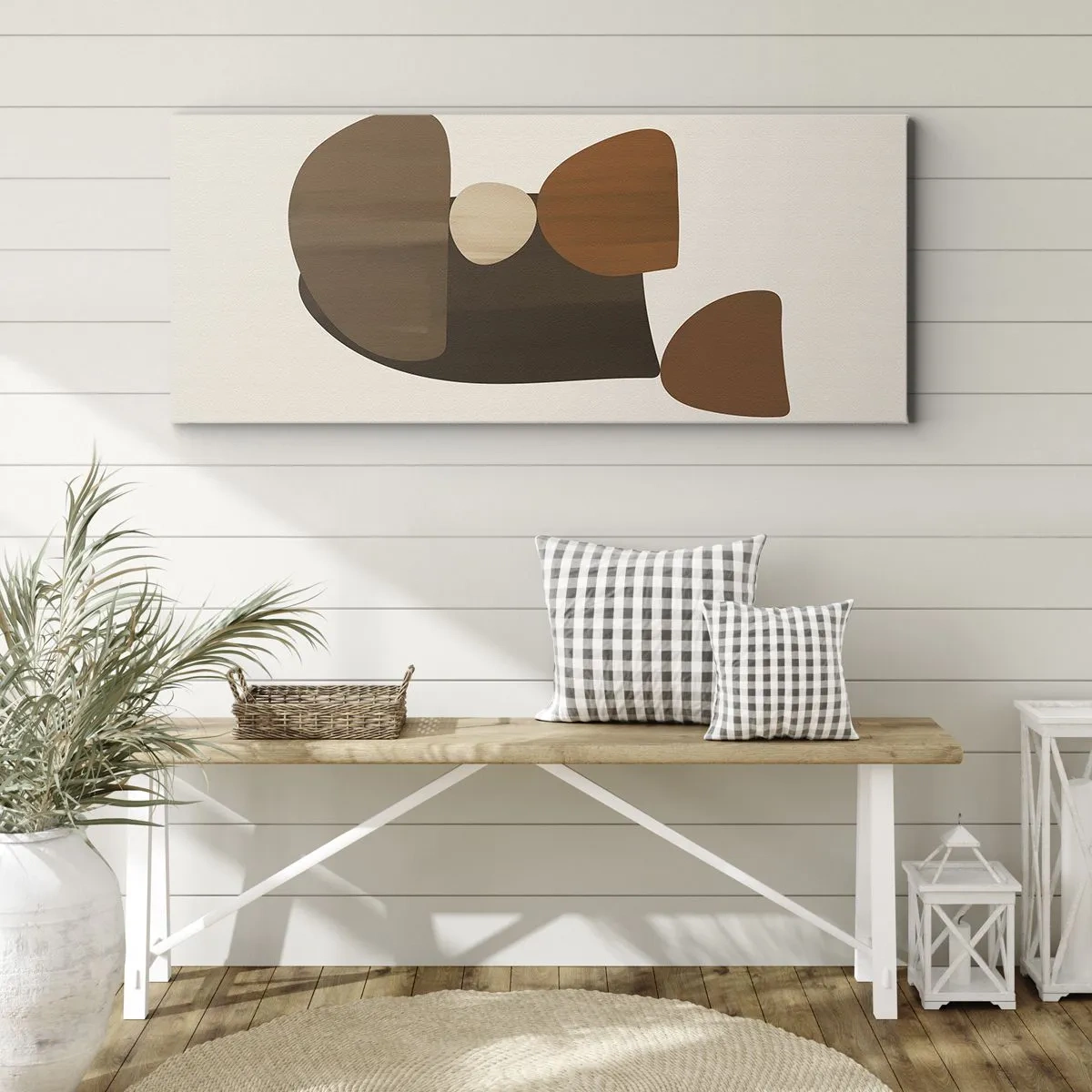 Impression sur toile - Image sur toile - Composition abstraite dans les tons marron et beige - 160x50cm - Composition de marrons - Décoration murale moderne pour le salon et la chambre ARTTOR
