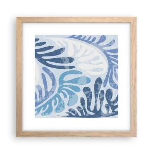 Affiche dans un chêne clair - Poster - Fougères bleues - 30x30 cm