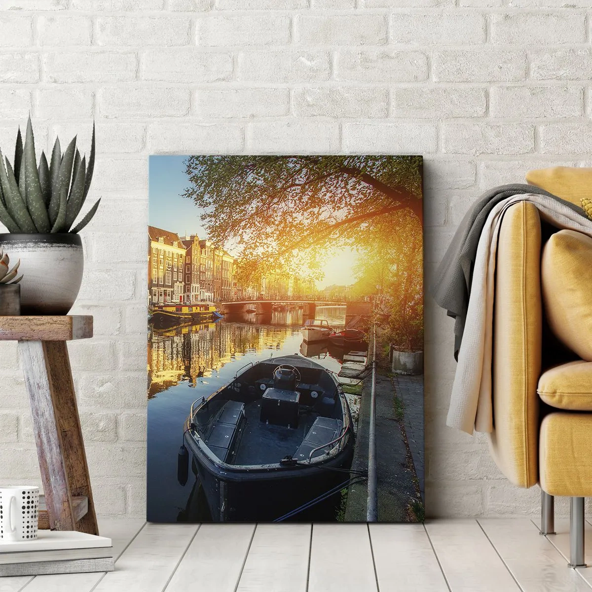 Impression sur toile - Image sur toile - Début de journée à Amsterdam - 55x100 cm