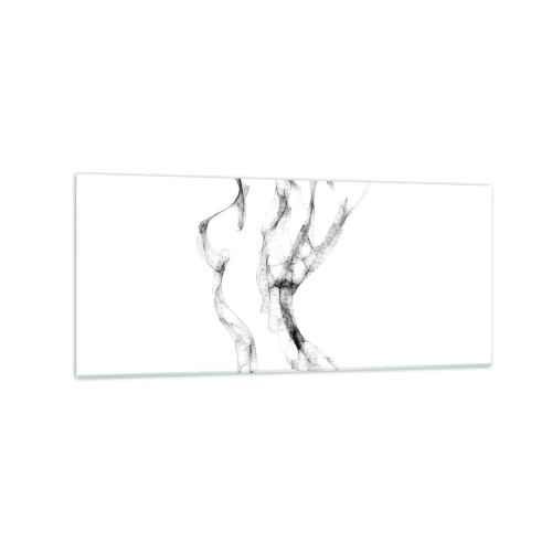 Impression sur verre - Image sur verre - Des lignes délicates et abstraites ressemblant à des traînées de fumée sur un fond clair - 120x50cm - Belle et forte - Décoration murale moderne pour le salon et la chambre ARTTOR