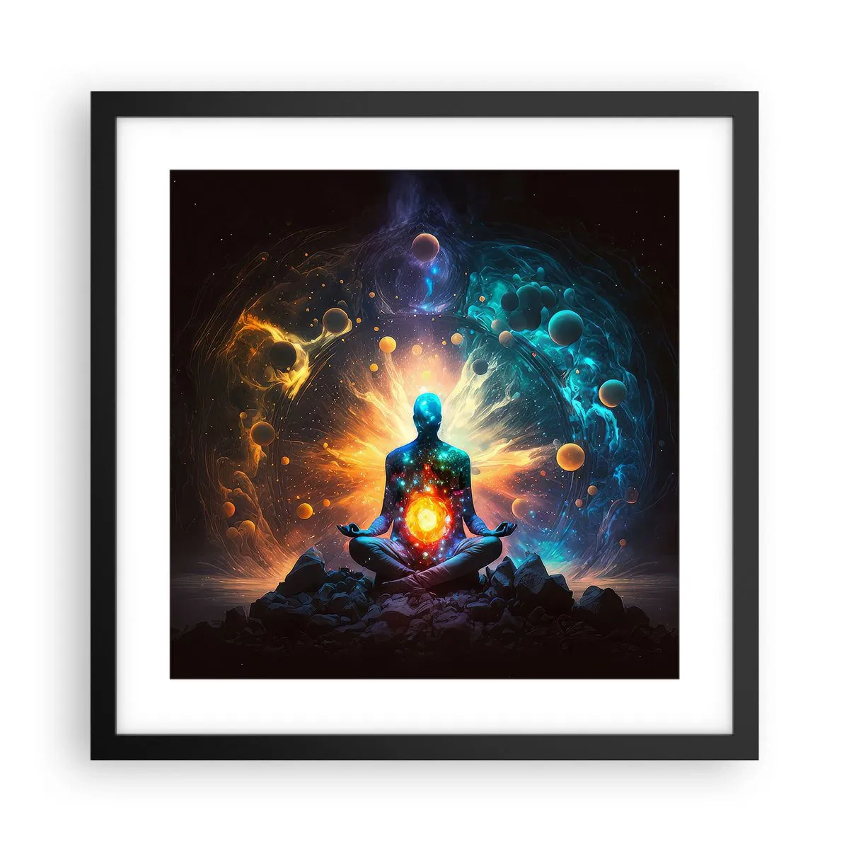 Affiche dans un cadre noir - Poster - Paix cosmique - 40x40 cm