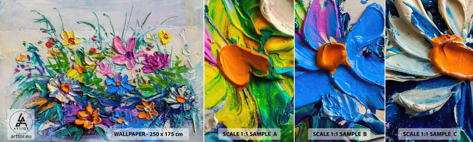 Échantillon de Papier Peint Autocollant Deluxe Sticker - Absolument pas une nature morte - Fleurs, Bouquet de fleurs, Jardin - 100x30 cm