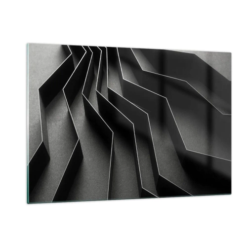 Impression sur verre - Image sur verre - Formes géométriques noires avec profondeur et clair-obscur - 120x80cm - Ordre spatial - Décoration murale moderne pour le salon et la chambre ARTTOR