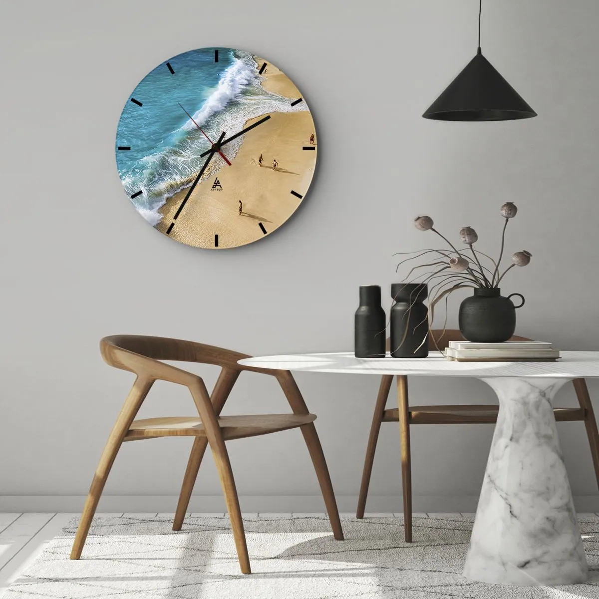 Horloge murale - Pendule murale - Et ensuite le soleil, la plage… - 40x40 cm
