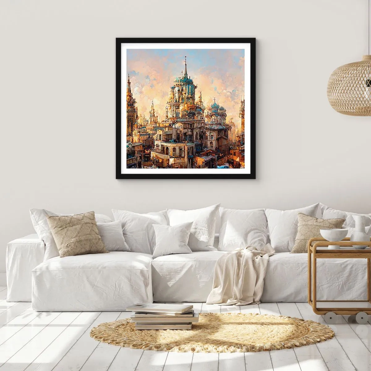 Affiche dans un cadre noir - Poster - Ville des villes - 40x40 cm