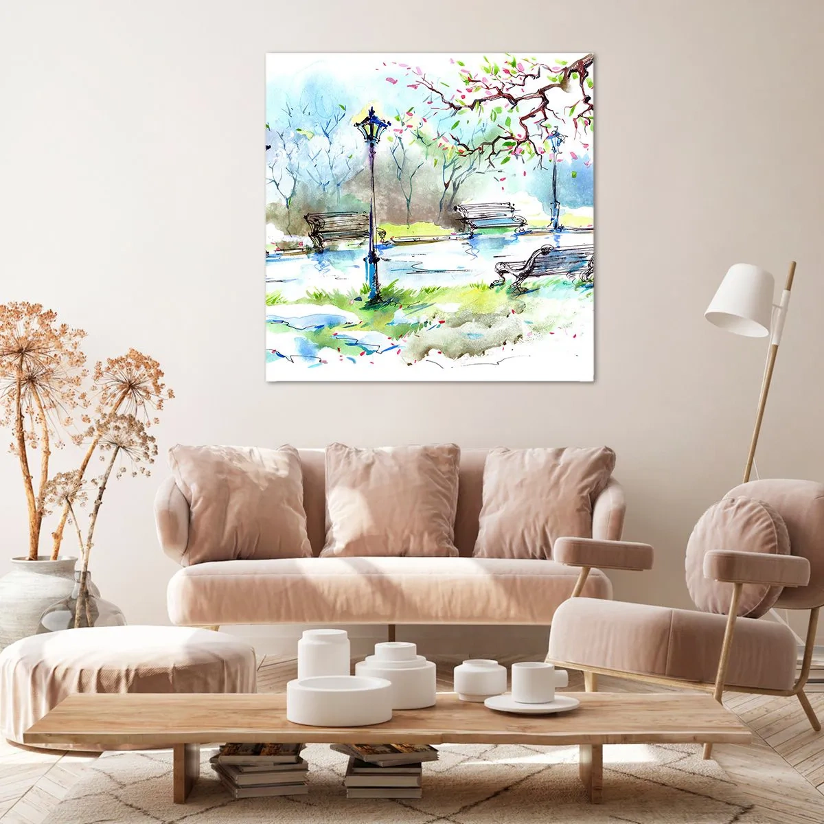 Impression sur toile - Image sur toile - Le charme du silence d'un parc - 60x60 cm