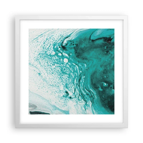 Affiche dans un cadre blanc - Poster - Se fondre dans le bleu et le turquoise - 40x40 cm
