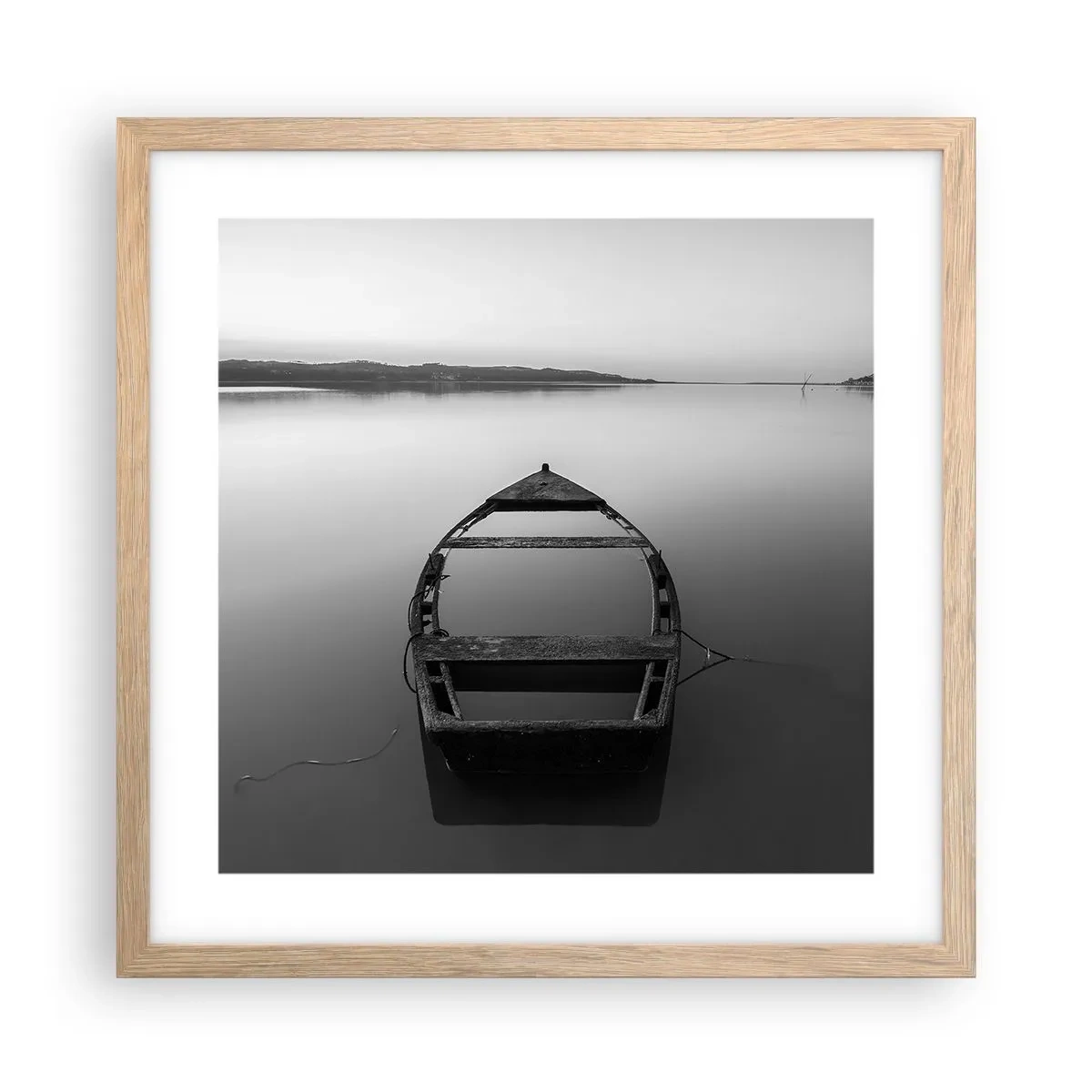 Affiche dans un chêne clair - Poster - Nostalgie et mélancolie - 40x40 cm