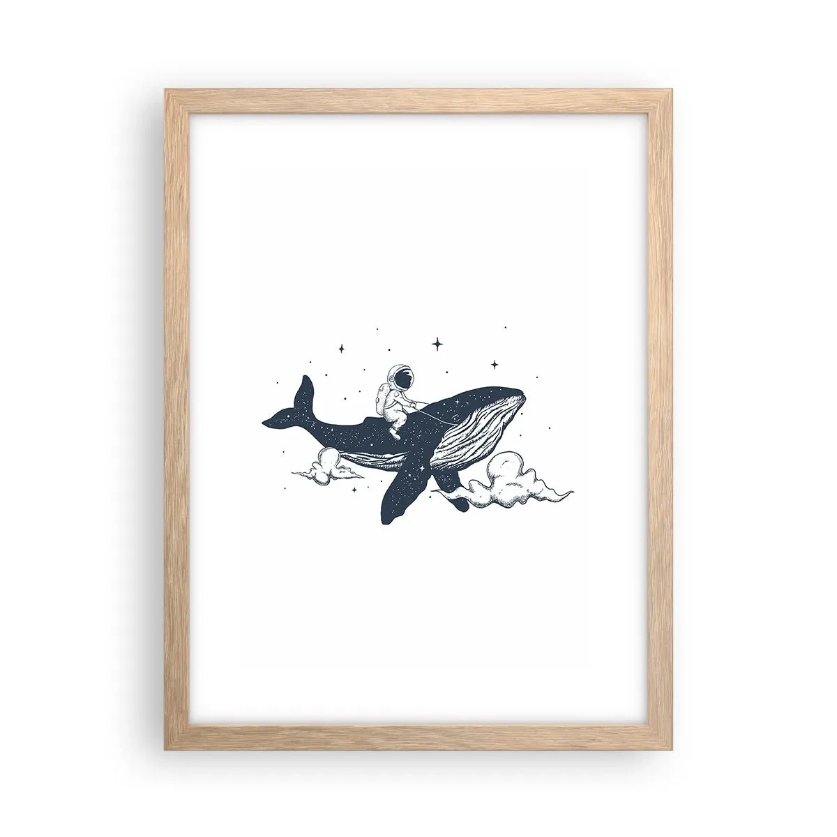 Affiche dans un chêne clair - Poster - Aventure spatiale - 30x40 cm