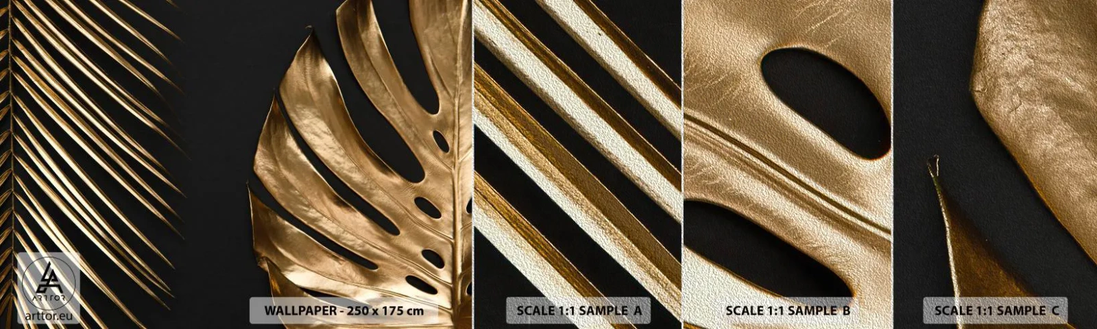 Échantillon de Papier Peint Premium Sand - Différent et tout aussi cher - Feuille de palmier, Feuille de monstre, Abstraction - 100x30 cm