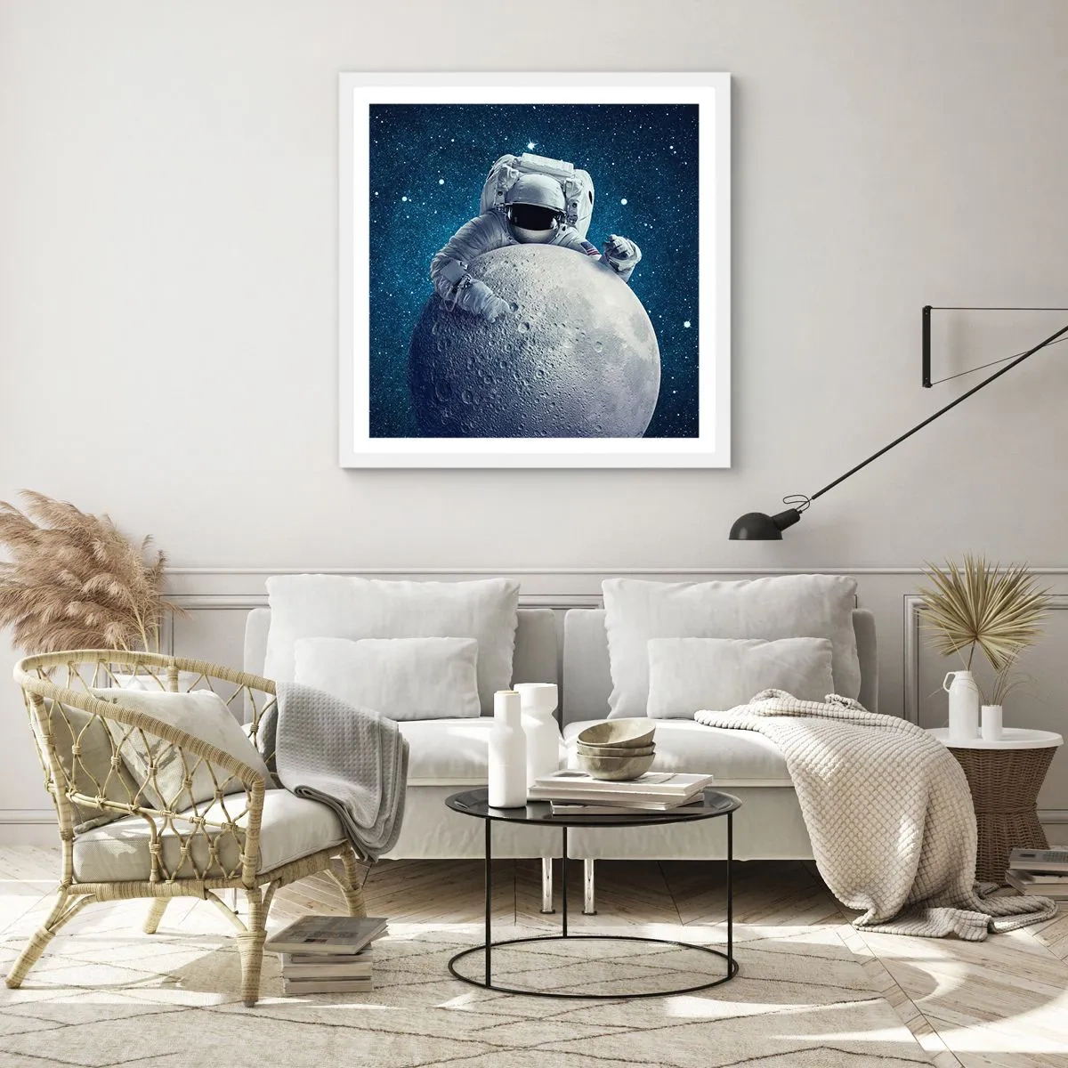 Affiche dans un cadre blanc - Poster - Comique de l'espace - 30x30 cm