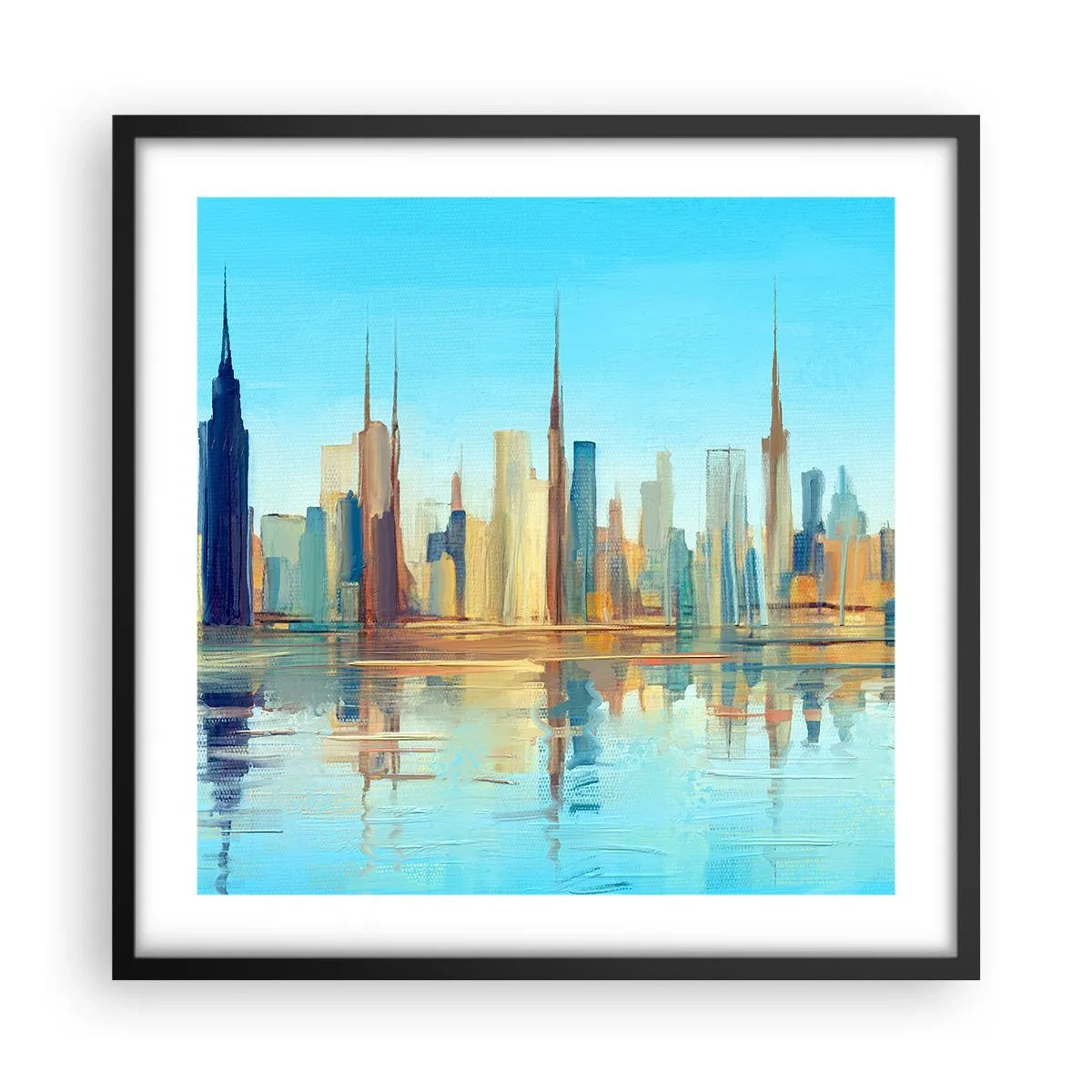 Affiche dans un cadre noir - Poster - Une métropole ensoleillée - 50x50 cm