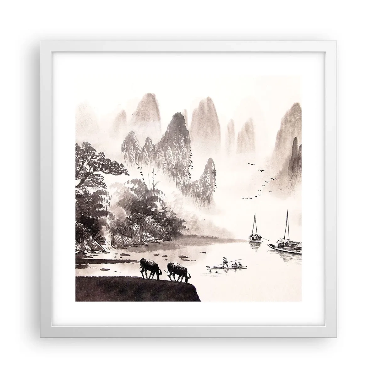 Affiche dans un cadre blanc - Poster - Le quotidien exotique de l'Orient - 40x40 cm