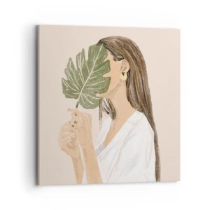 Impression sur toile - Image sur toile - Portrait mystérieux avec un éventail - 70x70 cm