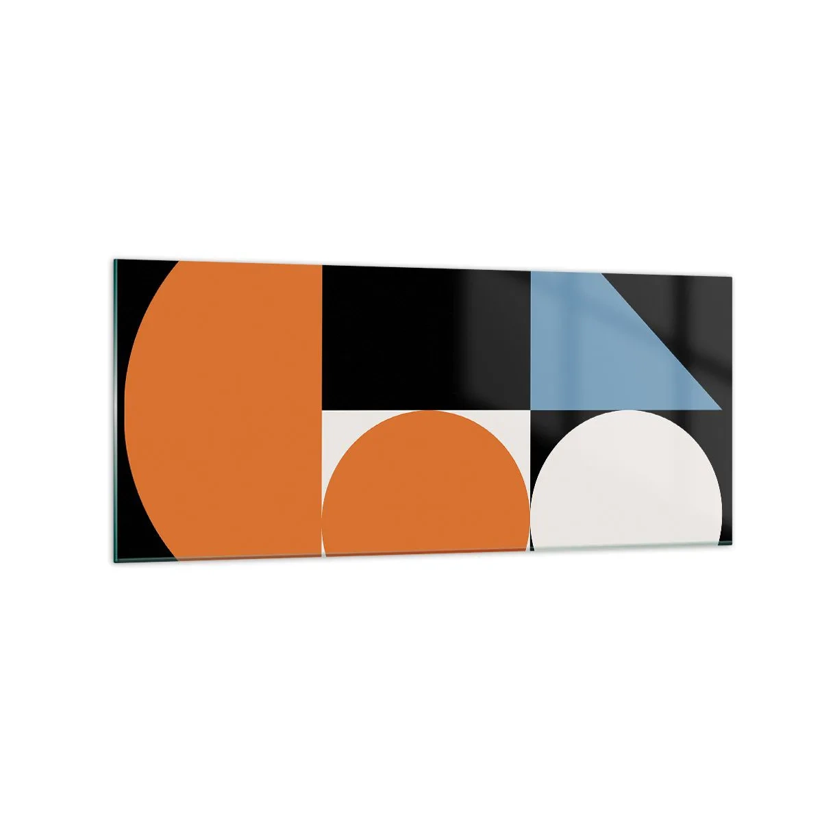 Impression sur verre - Image sur verre - Motif géométrique avec des formes colorées sur fond noir - 120x50cm - Rangement de figures - Décoration murale moderne pour le salon et la chambre ARTTOR