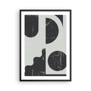 Affiche dans un cadre noir - Poster - Composition géométrique abstraite en noir et gris - 50x70cm - Composition dessus et dessous - Décoration murale moderne pour le salon et la chambre ARTTOR