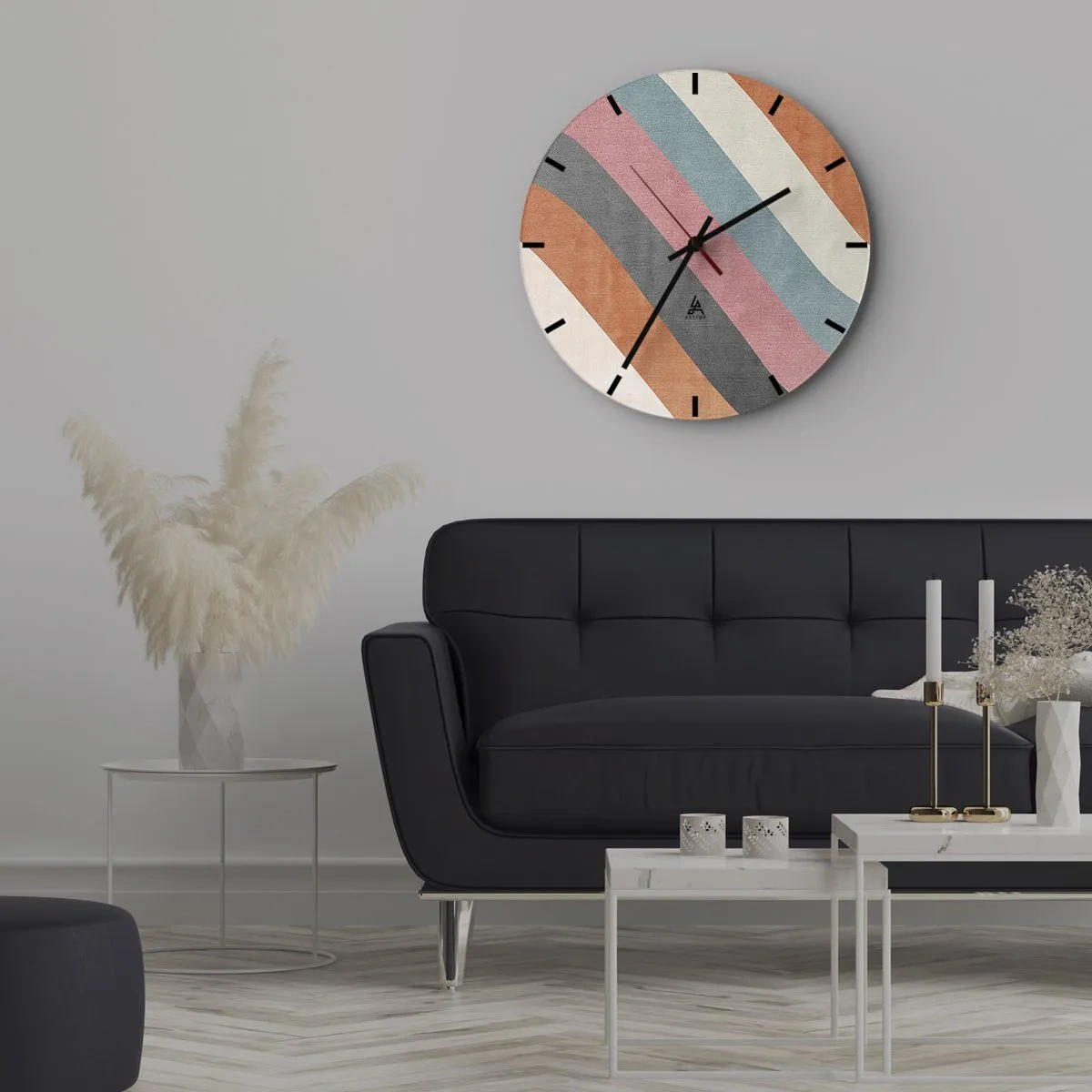 Horloge murale - Pendule murale - Composition diagonale – mouvement - 40x40 cm