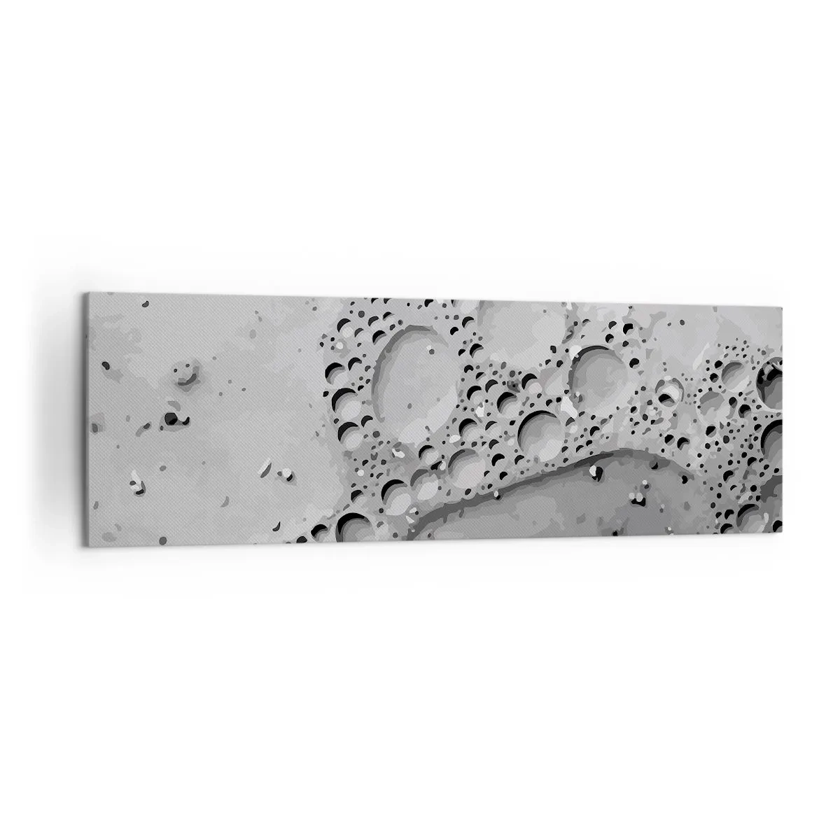 Impression sur toile - Image sur toile - Motif à bulles noir et blanc dans un style minimaliste - 160x50cm - Sentier de mousse - Décoration murale moderne pour le salon et la chambre ARTTOR