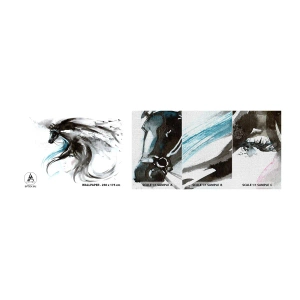 Échantillon de Papier Peint Premium Canvas - Galop du prince noir - Animaux, Cheval, Graphique - 100x30 cm