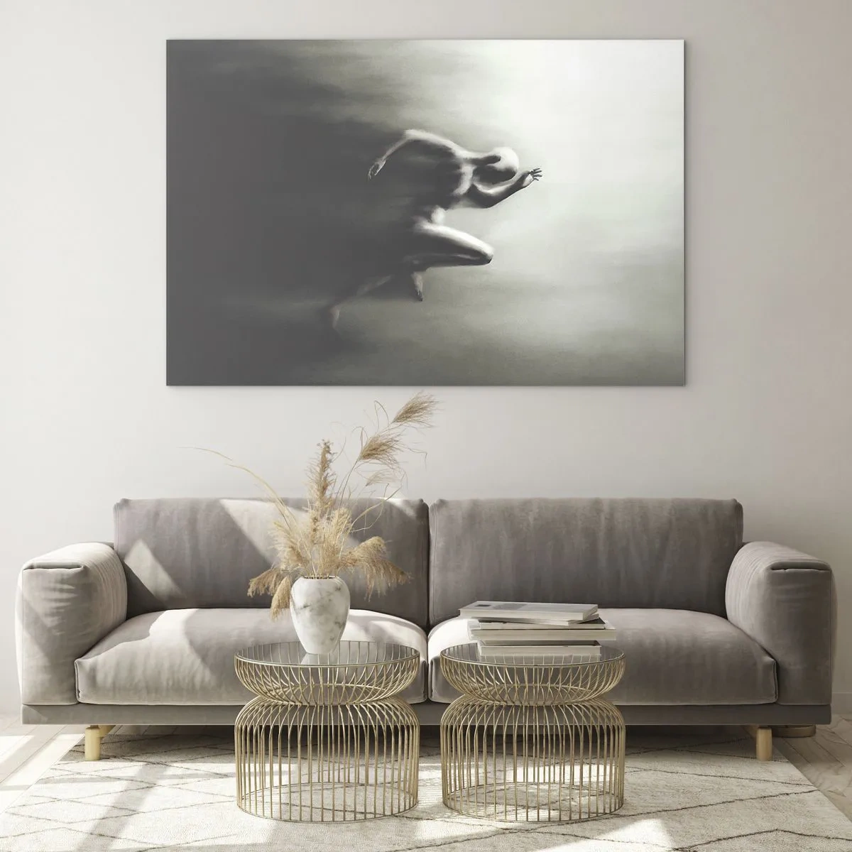 Impression sur verre - Image sur verre - Silhouette dynamique d'une silhouette en train de courir dans une lumière floue - 70x50cm - Inarrêtable - Décoration murale moderne pour le salon et la chambre ARTTOR