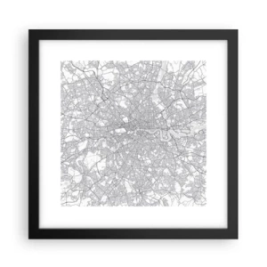 Affiche dans un cadre noir - Poster - Carte du labyrinthe londonien - 30x30 cm