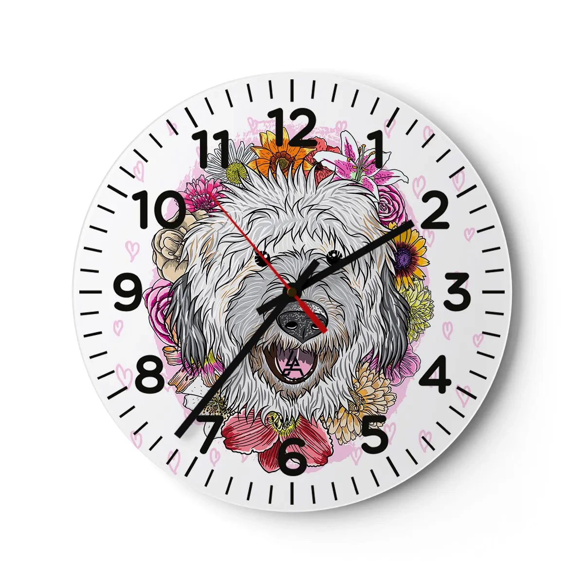 Horloge murale - Pendule murale - La joie du chiot - 30x30 cm