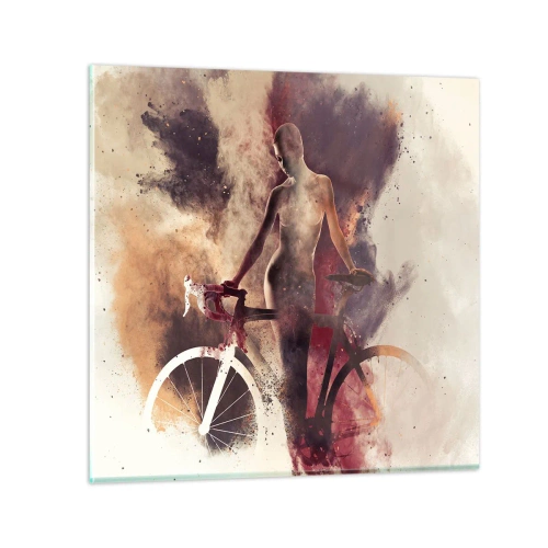 Impression sur verre - Image sur verre - Une âme de vélo aux formes marbrées - 40x40 cm