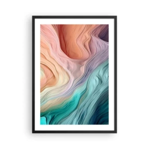 Affiche dans un cadre noir - Poster - Une composition abstraite de lignes ondulées aux couleurs pastel. - 50x70cm - Vague arc-en-ciel - Décoration murale moderne pour le salon et la chambre ARTTOR