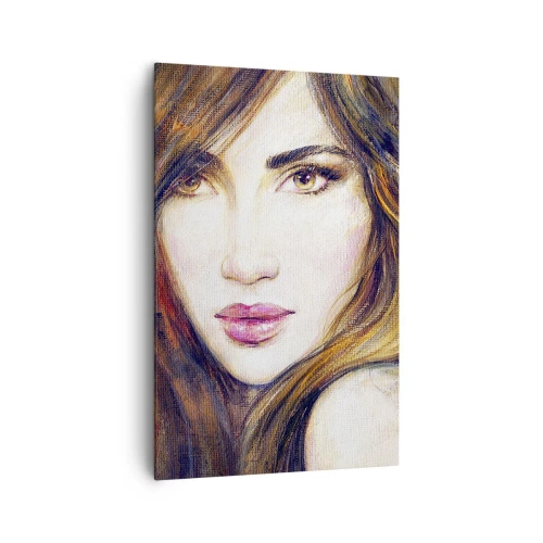 Impression sur toile - Image sur toile - Portrait d'une femme dans un style pictural - 80x120cm - Un sou pour vos pensées - Décoration murale moderne pour le salon et la chambre ARTTOR