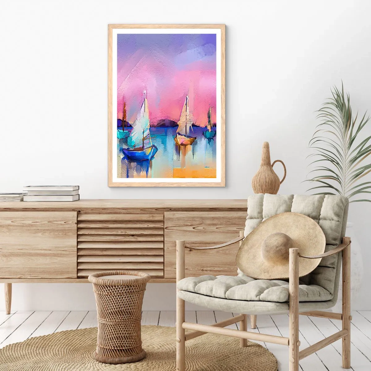 Affiche dans un chêne clair - Poster - Direction: les eaux larges - 70x100 cm