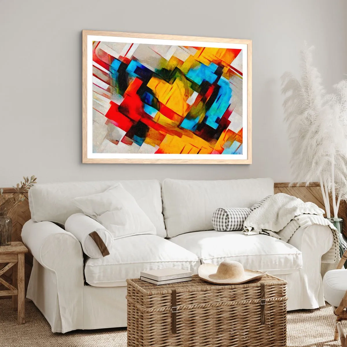 Affiche dans un chêne clair - Poster - Une superposition multicolore - 50x40 cm