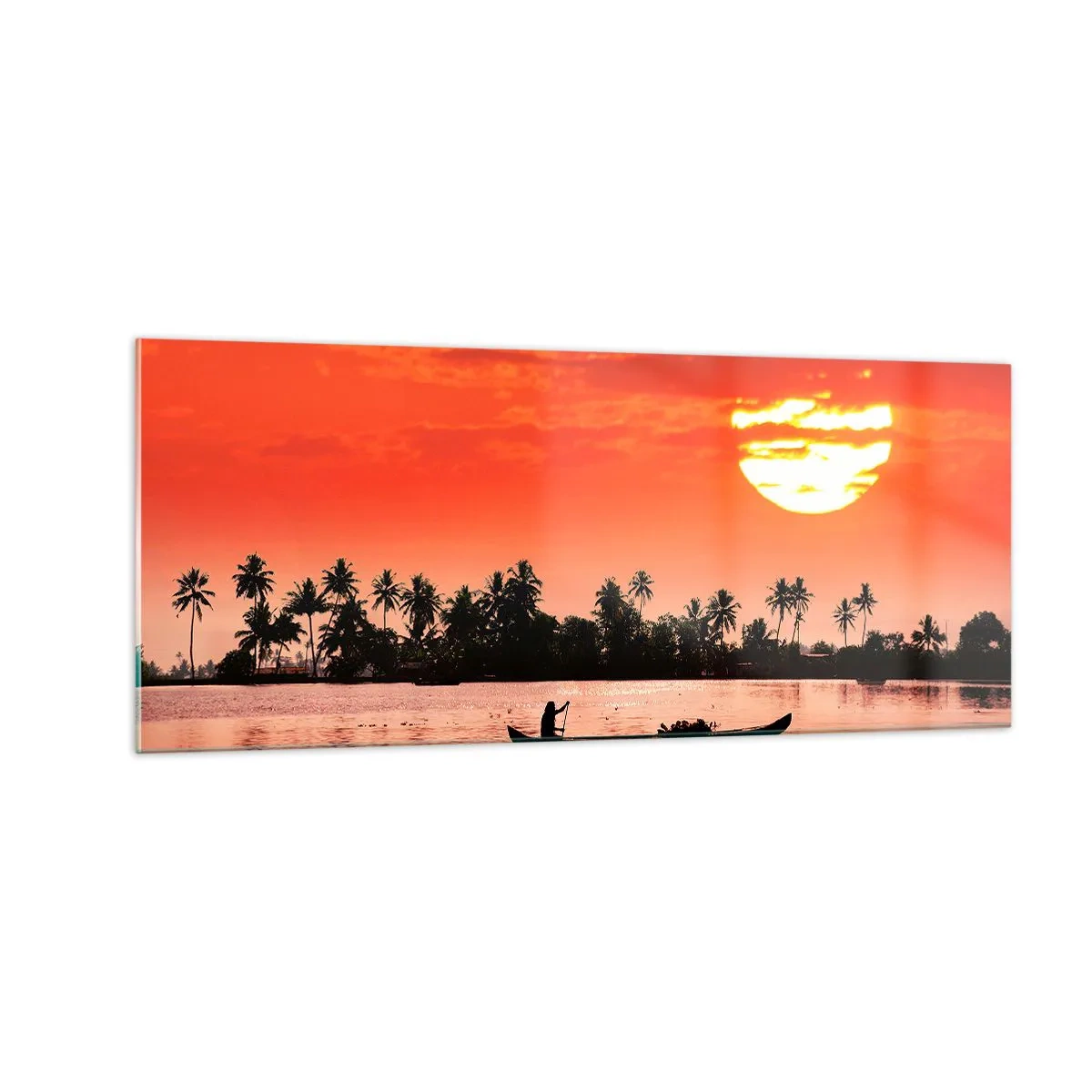 Impression sur verre - Image sur verre - La tranquillité des tropiques au coucher du soleil - 100x40 cm