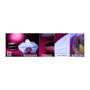 Échantillon de Papier Peint Autocollant Deluxe Sticker - Une étude de fraîcheur en violet - Fleurs, Spa, Des pierres - 100x30 cm