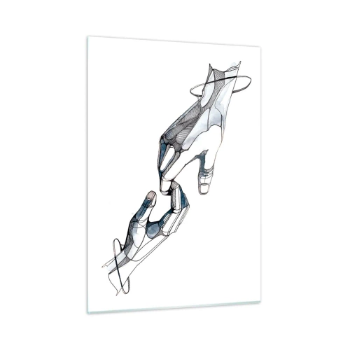 Impression sur verre - Image sur verre - Illustration artistique de deux mains dans un style abstrait - 50x70cm - Un bon geste - Décoration murale moderne pour le salon et la chambre ARTTOR