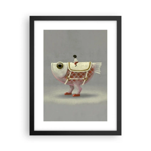 Affiche dans un cadre noir - Poster - Le cavalier poisson - 30x40 cm