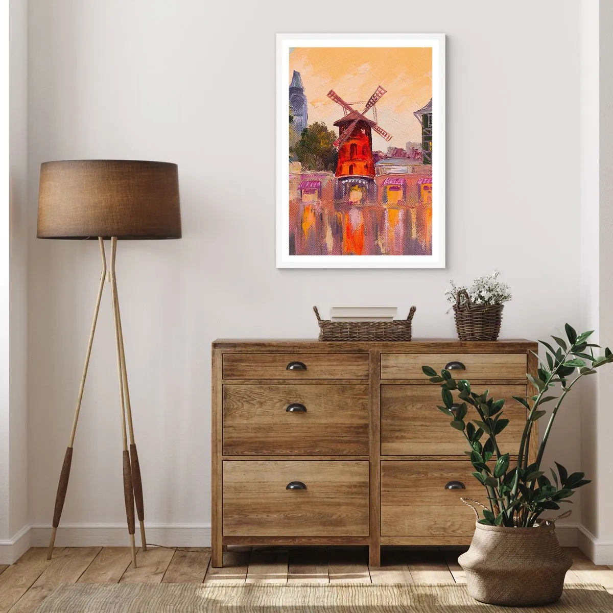 Affiche dans un cadre blanc - Poster - Icones parisiennes – le Moulin rouge - 40x50 cm