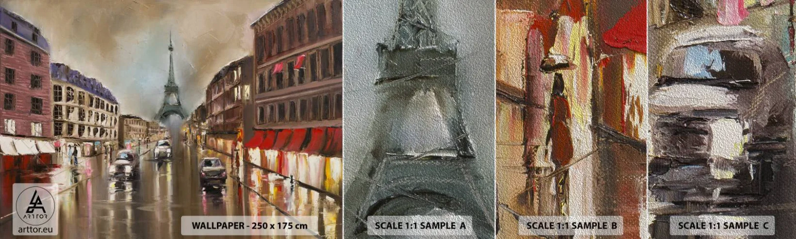 Échantillon de Papier Peint Premium Sand - Elle seule compte - tour Eiffel, Ville, Paris - 100x30 cm