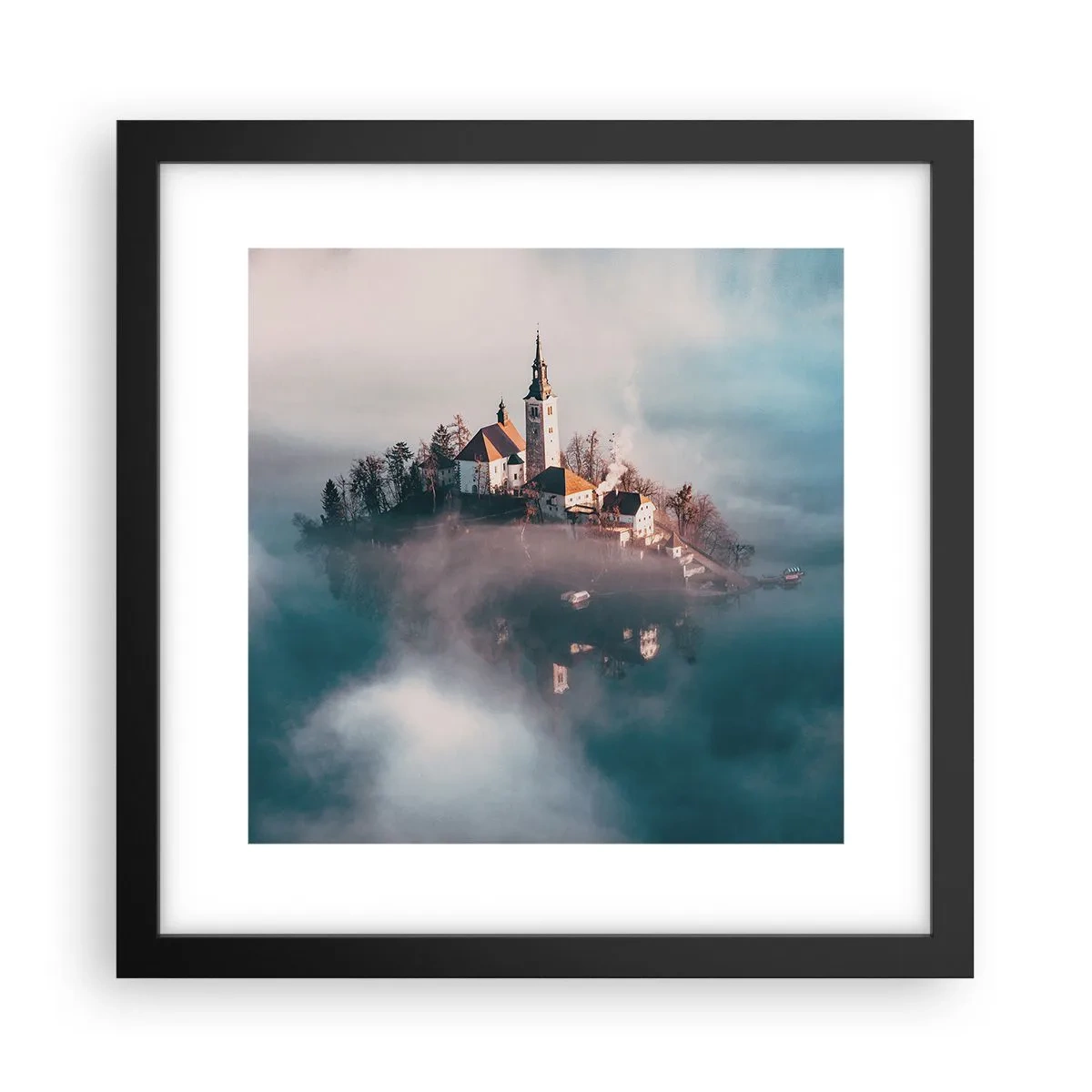 Affiche dans un cadre noir - Poster - Île de rêve - 30x30 cm